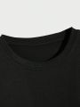 Manfinity Men'S Letter Pattern Short Sleeve T-Shirt And Shorts Casual 2pcs/Set