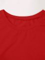 Plus Size Women's Heart & Leopard Print Short Sleeve T-shirt