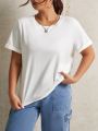 SHEIN Women's Plus Size Solid Color Short Sleeve T-shirt