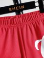 SHEIN Kids SPRTY Boys Letter Graphic Striped Trim Shorts