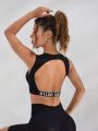 Yoga Sxy Letter Graphic Backless Sports Tank Top