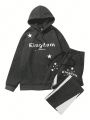 Manfinity Men's Letter & Five-Pointed Star Pattern Hoodie And Sports Pants Set