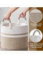 Laundry Hamper, Large Woven Rope Laundry Basket with Handles, Decorative Storage Basket for Clothes and Toys in Living room, Bedroom, 15