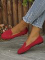Women's Spring & Autumn New Square Toe Solid Color Flat Casual Loafers, Slip-on Comfortable Penny Shoes