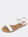 Scalloped Trim Flat Sandals WHITE