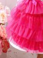 SHEIN Kids QTFun Little Girls' Cute Heart Printed Mesh Spliced Dress
