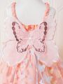 SHEIN Kids SUNSHNE Young Girl's Butterfly Applique Shirred Cami Dress