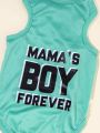 PETSIN Mama's Boy Forever Mint Green Pet Printed Vest Shirt, 1pc