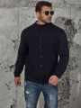 Extended Sizes Men Plus Solid Button Front Cardigan