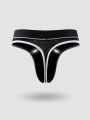 Men's Thong Underwear With Letter Jacquard Elastic Waistband