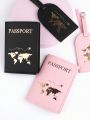 Passport holder PU Leather Simple style Chic style Airplane pattern Hot gold map Solid color Luggage tag Business ID Card holder Travel Bag Tag Airplane Train Backpack Tag Luggage Identifier Matching couples Valentine's Day anniversary Gift Husband