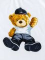 Young Boys' Cute And Fashionable Three-Piece Set With Cartoon Bear And Letter Print, Spring And Summer