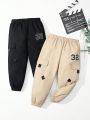SHEIN 2pcs/Settoddler Boys' Athletic Slim-Fit Jogger Pants, Autumn