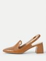 SHEIN Ladies' Square Toe Chunky Mule Shoes