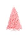 Gymax 6ft Pink Artificial Christmas Tree Hinged Spruce Full Tree w/ Metal Stand