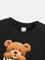 Penofgodstudio Toddler Boys' Casual Bear & Letter Printed Short Sleeve Round Neck T-shirt