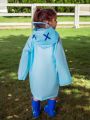 Boys' Cute Blue Raincoat With Math Symbol Print For All Seasons