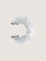 1pc White Faux Pearl & Pleated Elastic Hair Scrunchies Watch Band, Compatible With Apple Watch 38/40/42/44/45/49mm Series Ultra/se/8/7/6/5/4/3/2/1