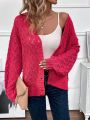 Solid Hollow Out Button Front Cardigan