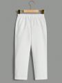 SHEIN Kids Academe Young Boy Fashionable Casual Solid Colored Pants With Slanted Pockets