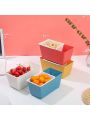 1pc Double-layer Snack Box For Lazy People; Square Shape With Drainage Tray, Suitable For Home Use Candy, Snacks, Dried Fruits
