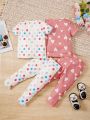 Baby Girls' Basic Fashionable Casual Cute Princess Heart Print Outfit
