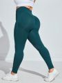 Yoga Basic Plus Size Solid Color High Waist Sport Leggings
