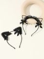 2pcs Lace Cat Ears Headband For Women