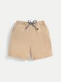 SHEIN Boys' Loose Fit Mid-Waist Plain Comfortable Shorts