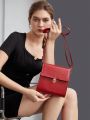 SHEIN BIZwear Fashionable Solid Color Pu Crossbody Flap Square Bag For Women, Suitable For Commuting
