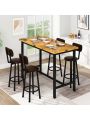5 Piece Dining Table Set, Modern Counter Height Dining Table With 4 Chairs, Wooden Table with 4 PU Upholstered Chairs, Home Kitchen Table and Chairs Set Perfect for Kitchen, Breakfast Nook, Small Spaces