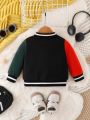 Baby Girl Letter Graphic Colorblock Varsity Jacket