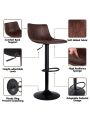 SUPERJARE Bar Stools Set of 2-360° Swivel Barstool Chairs with Back, Adjustable Height Bar Chairs, Retro Brown, Fabric