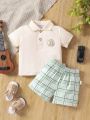 Baby Boy Plaid Detail Shirt And Shorts Set