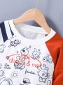 Little Boys' Cartoon Letters Printed Raglan Sleeve Sweatshirt