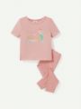 Cozy Cub Baby Girl Snug Fit Pajamas Set, 4pcs Including Short Sleeve Mermaid Top And Footed Pants
