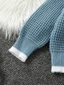 SHEIN Tween Boys' Color Block Hem Sweater Set