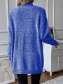 SHEIN Frenchy Marled Knit Drop Shoulder Open Front Cardigan