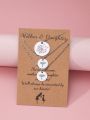 3pcs/set Stainless Steel Round & Printed Pendant Mother Daughter Necklace With 'two Hearts Beat Together' And Printed Font, Including Kraft Paper Card, Perfect For Thanksgiving Day Gifts
