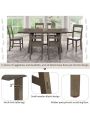 Merax Retro Industrial Style 7-Piece Dining Table Set Extendable Table with 18