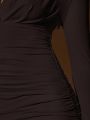 SHEIN BAE Women's Deep V-neck Ruched Bodycon Dress