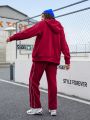 Street Sport Women'S Splicing Side Zipper Hooded Jacket And Pants Sports Suit