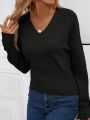 SHEIN Clasi Lace Spliced Hollow Out Back Sweater