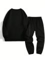 Men's Letter Printed Long Sleeve Top And Long Pants Home Wear Set