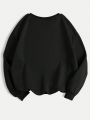 Girls' (big) Heart Slogan Print Drop Shoulder Long Sleeve Sweatshirt