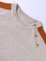 Manfinity Homme Men's Slim Fit Color Block Sweater With Button Detail And Raglan Sleeve