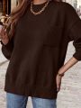 SHEIN LUNE Large Size Drop Sleeve Pullover Sweater