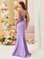 SHEIN Belle Adult Criss-Cross Back Fish-Tail Bridesmaid Dress With Small Detachable Train