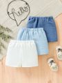 SHEIN 3pcs/Set Infant Boys' Casual Simple Daily Wear Bowknot Design Shorts Suit For Going Out