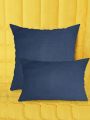 1pc Solid Cushion Cover Without Filler, Blue Simple Throw Pillow Case, For Sofa, Living Room